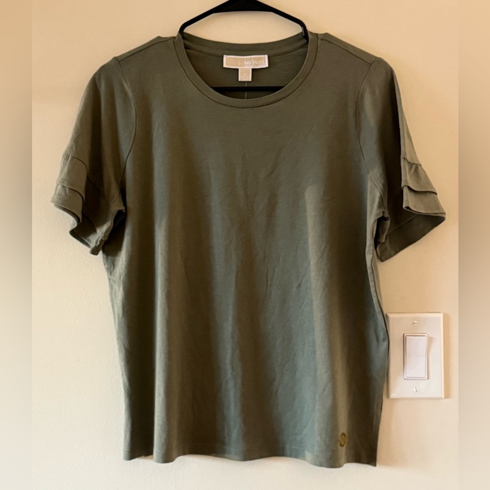 NWT!-{Michael Kors}-Size: M-Army Green Short Sleeve Layered Tshirt